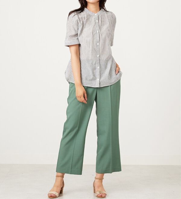 BELLUNA（ベルーナ）の「綿１００％バンドカラーシャツブラウス（ブラウス）」｜詳細画像