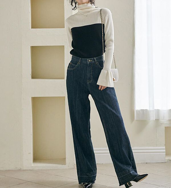 RANAN（ラナン）の「＜ムースタッチ＞洗える！バイカラータートルリブニット（ニット・セーター）」｜詳細画像