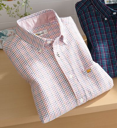 「＜ゴールデンベア＞袖丈選べる綿１００％サッカーシャツ（メンズシャツ）」