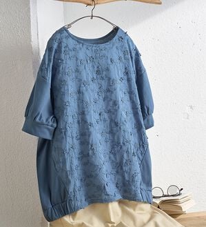 BELLUNA（ベルーナ）の「＜＆ｃｏｃｏｃｈｉ＞３Ｄレース切替コクーンブラウス（チュニック）」｜詳細画像