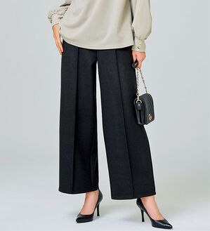 BELLUNA（ベルーナ）の「圧縮ニット素材ワイドパンツ（ワイドパンツ・ガウチョ）」｜黒