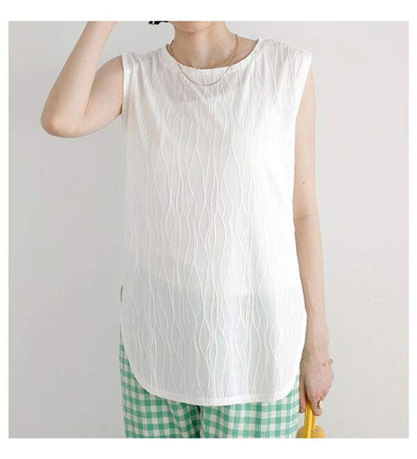 GeeRA（ジーラ）の「カットジャガードフレンチスリーブＴシャツ（カットソー）」｜詳細画像