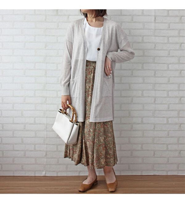 BELLUNA（ベルーナ）の「シャイニーヤーン編地切替カーディガン（ニットカーディガン）」｜詳細画像