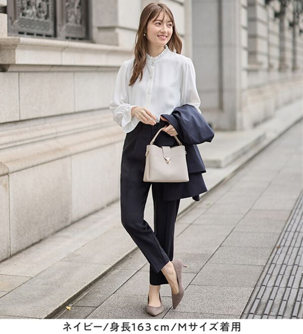 alotta（アロッタ）の「【３点セット】洗える！Ａラインロングジャケットスーツ（パンツスーツ）」｜詳細画像