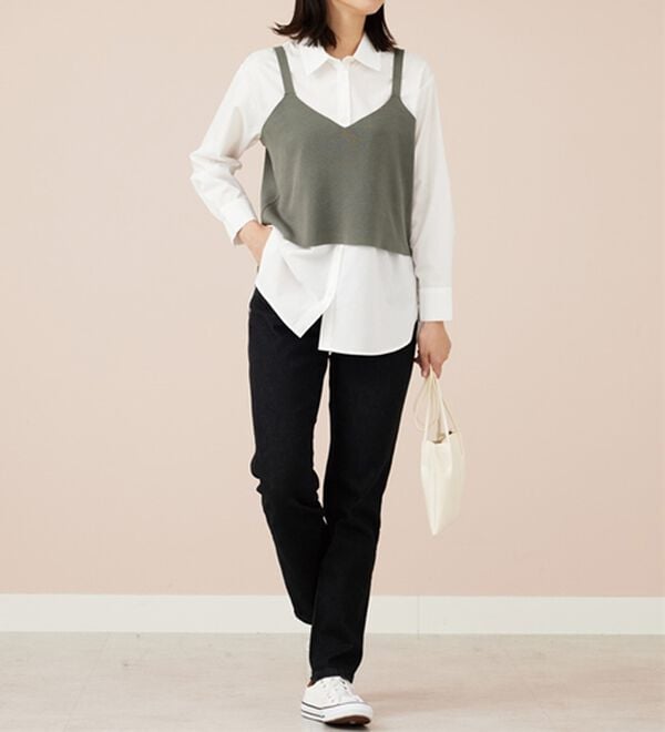 BELLUNA（ベルーナ）の「ニットビスチェ&times;シャツアンサンブル（アンサンブル）」｜詳細画像