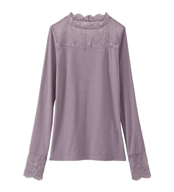 LAVIENNE（ラヴィエンヌ）の「吸湿発熱あったかインナーハイネックレースインナー（肌着・インナーウェア）」｜詳細画像