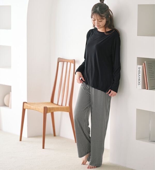 YU'NOW（ユナウ）の「【上下２点セット】ゆったりレーヨンブレンドハラマキパジャマ（パジャマ・ルームウェア）」｜詳細画像