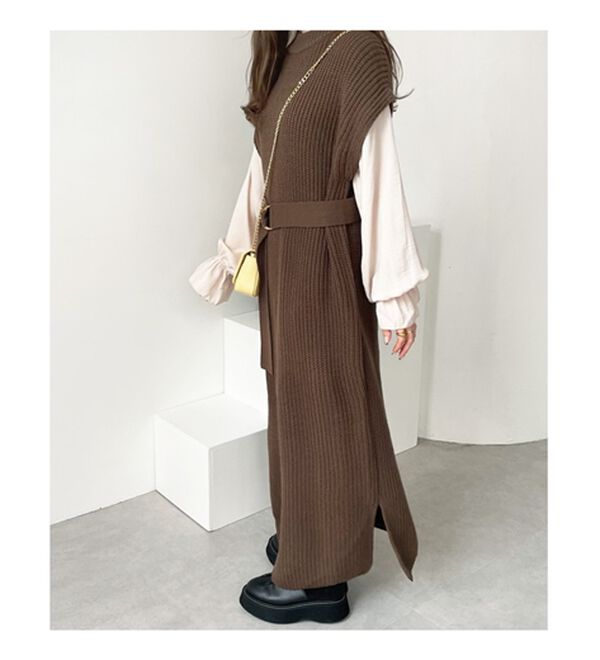 袖ブラウスドッキングニットワンピース - ベルーナ【公式】