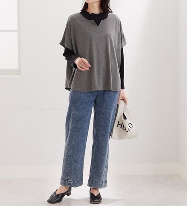 BELLUNA（ベルーナ）の「【2点セット】もちもち素材キーネックポンチョアンサンブル（アンサンブル）」｜詳細画像