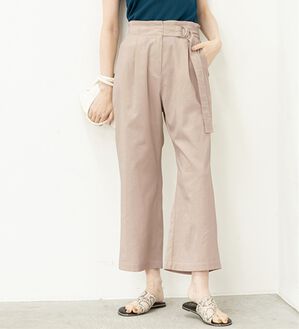 GeeRA（ジーラ）の「リネンライクベルト付ワイドパンツ（ワイドパンツ・ガウチョ）」｜ライトベージュ