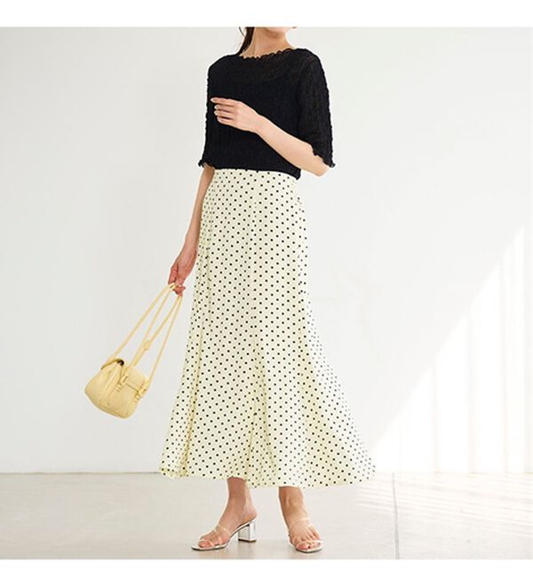 ルーニィ クラフトドット柄プリントスカート 幾何学＆ドットプリント