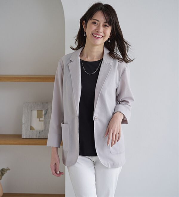 BELLUNA（ベルーナ）の「涼しげサッカー素材ウォッシャブルサマージャケット（その他ジャケット）」｜詳細画像