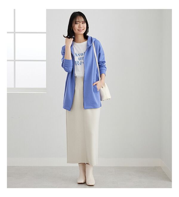 BELLUNA（ベルーナ）の「フードデザインとろみ素材ジップアップパーカー（パーカー）」｜詳細画像