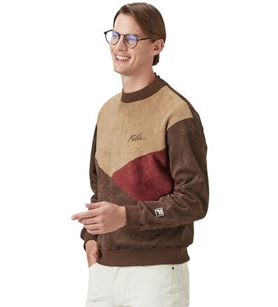 「＜フィラ＞スエード調ニット使い裏ボアトレーナー（メンズトレーナー）」