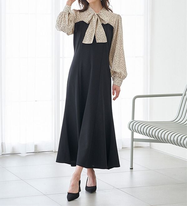 RANAN（ラナン）の「ボウタイデザインドッキングワンピース（ドッキングワンピース）」｜詳細画像