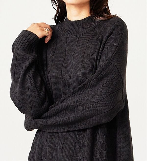 BELLUNA（ベルーナ）の「ケーブル柄ロング丈ニットワンピース（ニットワンピース）」｜詳細画像