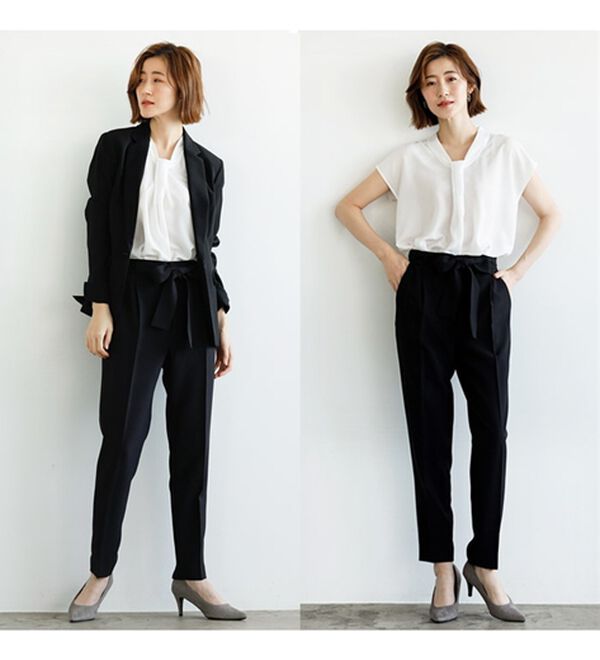 GeeRA（ジーラ）の「【ジャケット+2ボトム】洗えるストレッチ！ジャケット＆ブラウス＆パンツ＆スカートスーツセット（パンツスーツ）」｜詳細画像