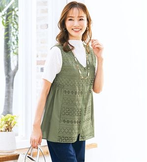 ルフラン（ルフラン）の「全方位美人！褒められペプラムベスト（ベスト）」｜カーキ