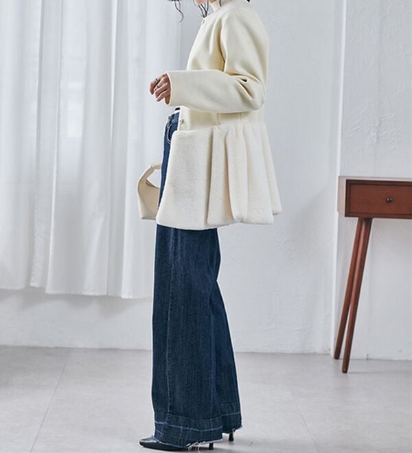 RANAN（ラナン）の「ペプラムファー切替コート（ハーフコート）」｜詳細画像