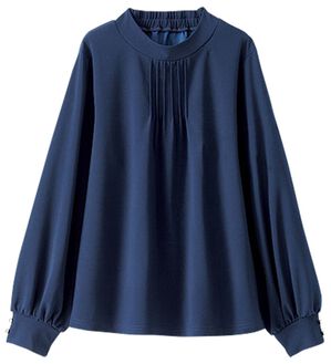 BELLUNA（ベルーナ）の「着脱楽々！袖ボタンデザインブラウス（ブラウス）」｜ネイビー