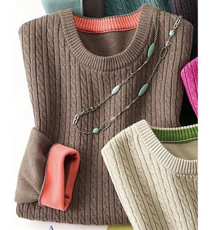 ルフラン（ルフラン）の「イージーケア！綿混ケーブルニット（ニット・セーター）」｜モカベージュ