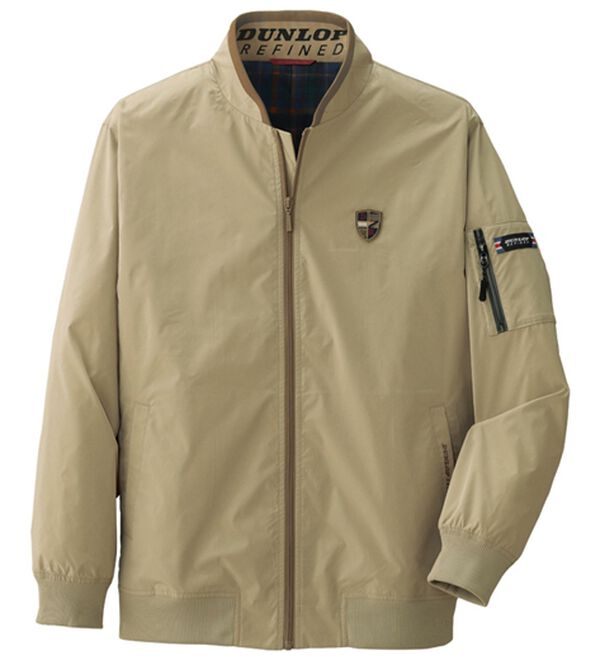 「＜ダンロップ・リファインド＞裏チェックデザインＭＡ１ジャケット（メンズブルゾン）」｜ライトベージュ