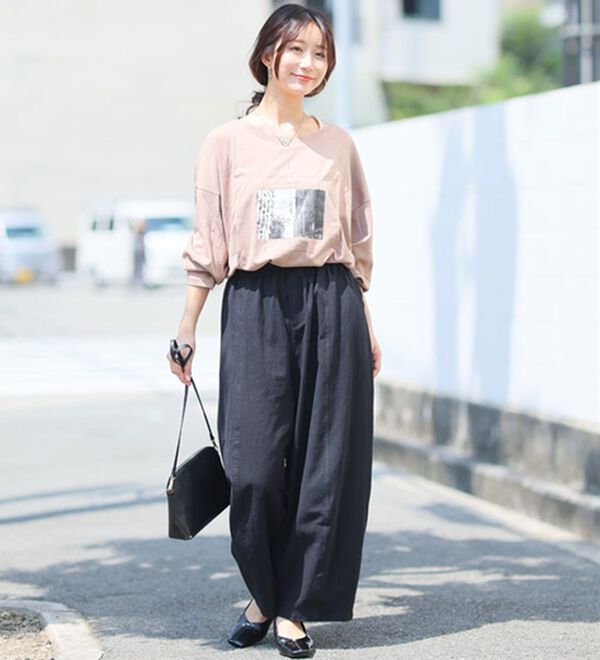 A HAPPY MARILYN（アハッピーマリリン）の「【Ｌ～８Ｌ】綿１００％ さらっと優しいコットン バレルレッグパンツ カーブパンツ 選べる２丈（ワイドパンツ・ガウチョ）」｜詳細画像