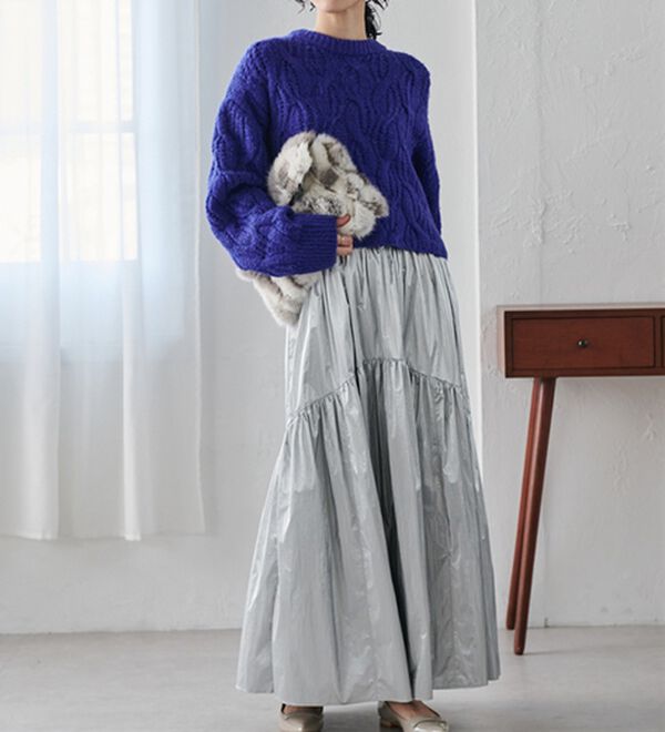 RANAN（ラナン）の「メタリックラウンドティアードスカート（ロングスカート）」｜詳細画像