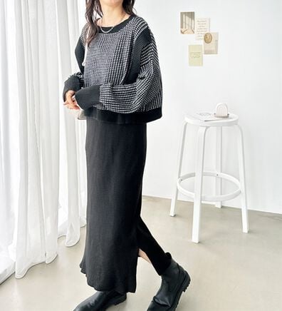 GeeRA（ジーラ）の「レイヤード２点セットワンピース（ニットワンピース）」