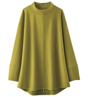 BELLUNA（ベルーナ）の「吸湿発熱ポンチ素材袖デザインプルオーバー（カットソー）」｜ライム