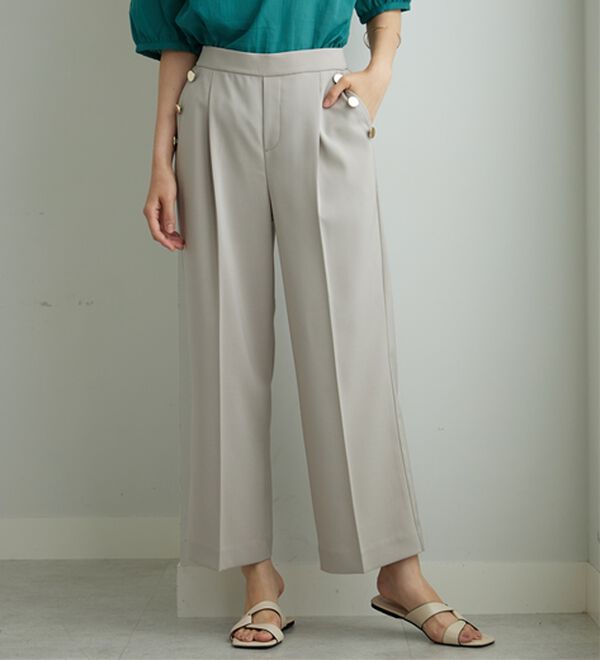 BELLUNA（ベルーナ）の「メランジストレッチ素材ワイドパンツ（ワイドパンツ・ガウチョ）」｜詳細画像