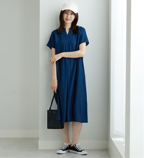 BELLUNA（ベルーナ）の「レーヨン素材スキッパーデザインワンピース（その他ワンピース）」｜詳細画像