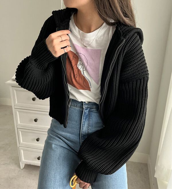 ショート丈ニットパーカー - ベルーナ【公式】