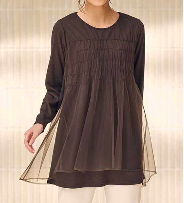 RANAN（ラナン）の「ふんわりあったか素材チュール重ねチュニック（チュニック）」｜詳細画像