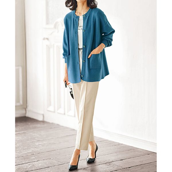 BELLUNA（ベルーナ）の「もっちり素材ノーカラーカーディガン（ニットカーディガン）」｜詳細画像