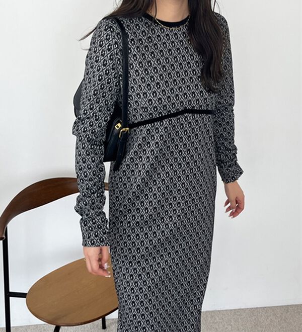 フラワージャカードパイピングワンピース - ベルーナ【公式】