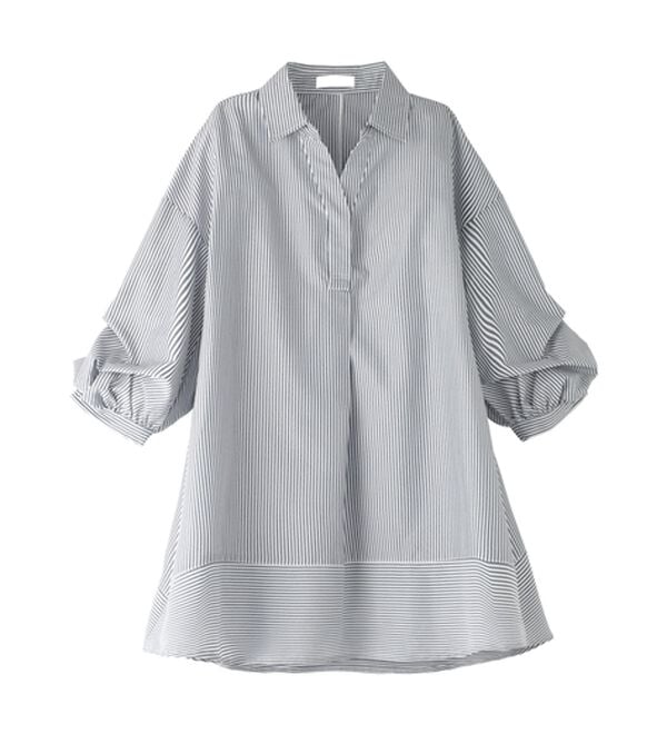 BELLUNA（ベルーナ）の「麻調素材袖タックデザインシャツチュニック（チュニック）」｜詳細画像