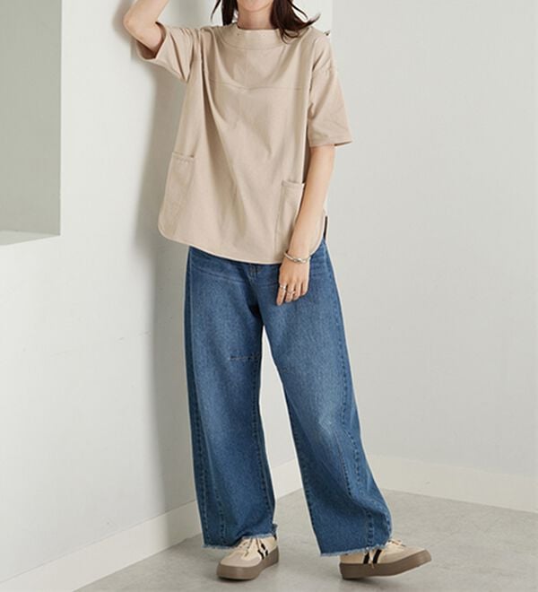 BELLUNA（ベルーナ）の「抗菌防臭綿１００％切替デザインプルオーバー（カットソー）」｜詳細画像