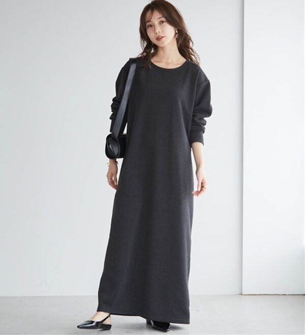 選べる2丈】裏起毛シンプルバックスリットワンピース - ベルーナ【公式】