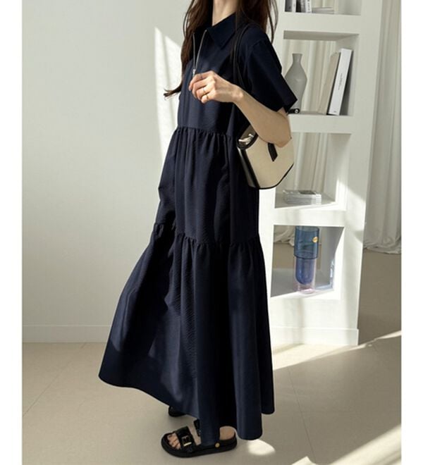 GeeRA（ジーラ）の「サッカーティアードハーフジップワンピース（その他ワンピース）」｜詳細画像