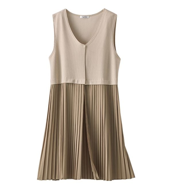 BELLUNA（ベルーナ）の「【Ｌａｇｒｉｌｕａ】異素材切替プリーツロングベスト（ジレ）」｜詳細画像