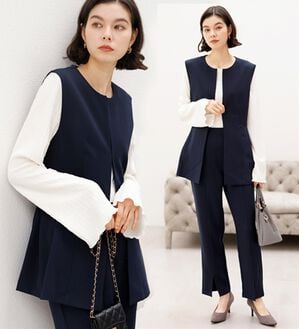 GeeRA（ジーラ）の「【入卒式/セレモニー】ペプラムベストセットアップスーツ（その他スーツ）」｜ネイビー