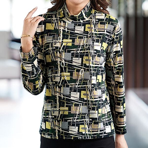 BELLUNA（ベルーナ）の「ニットちりめん肩ボタンチュニックアンサンブル（チュニック）」｜詳細画像