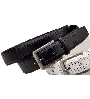 「＜トランスコンチネンツゴルフ＞ステッチがおしゃれなゴルフベルト（メンズベルト）」｜ブラック