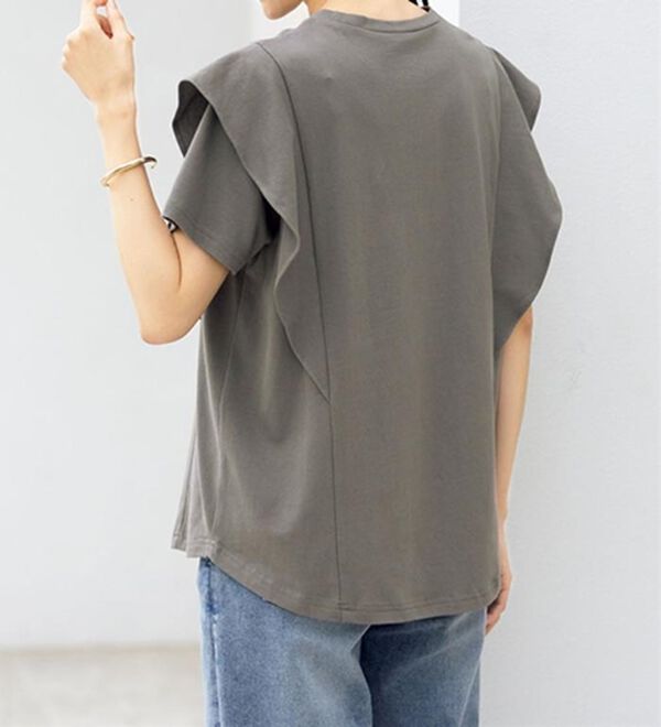 ルフラン（ルフラン）の「ちょい洒落＊ラッフルショルダーＴシャツ（Tシャツ）」｜詳細画像