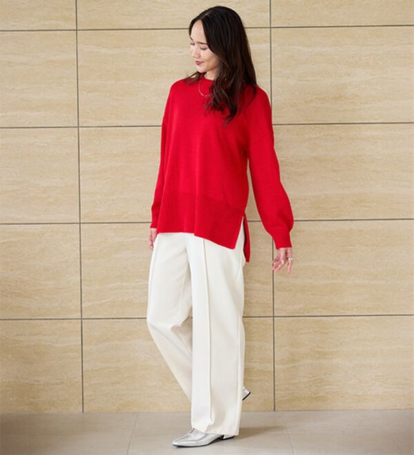 選べる衿】ワイドリブ使いカラーニットチュニック - ベルーナ【公式】