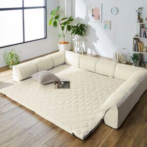 iellio（イエリオ）の「はっ水ゆったり・まったりクッション一体型ラグ＜洗える・布帛（ふはく）タイプ・フロアソファ・ローソファー・ロングシーズン＞（ラグ）」｜詳細画像
