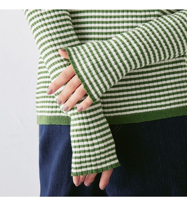 Viola e Viola（ヴィオラ エ ヴィオラ）の「【静電気防止】綿１００％ちくちくしないボーダーリブニット（ニット・セーター）」｜詳細画像