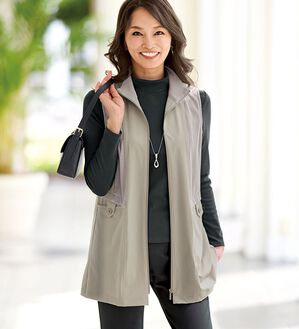 BELLUNA（ベルーナ）の「《持ち運びに便利！》ハイテンションリブ切替デザインベスト（ベスト）」｜詳細画像