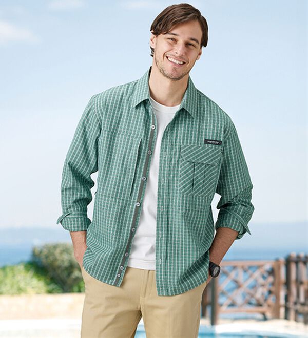 「＜ダンロップ・リファインド＞ガバッと開いて爽快シャツ（メンズシャツ）」｜詳細画像